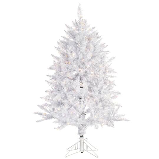 4.5ft. Pre-Lit Sparkle White Spruce Artificial Christmas Tree, Pure White LED Lights